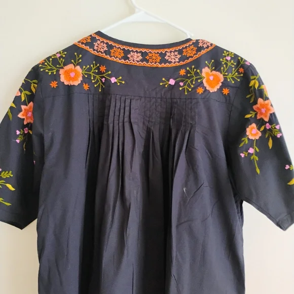 Wayward Fancies eShakti Floral Embroidered Pintuck Top Tunic Boho Peasant Cottag - Picture 12 of 14